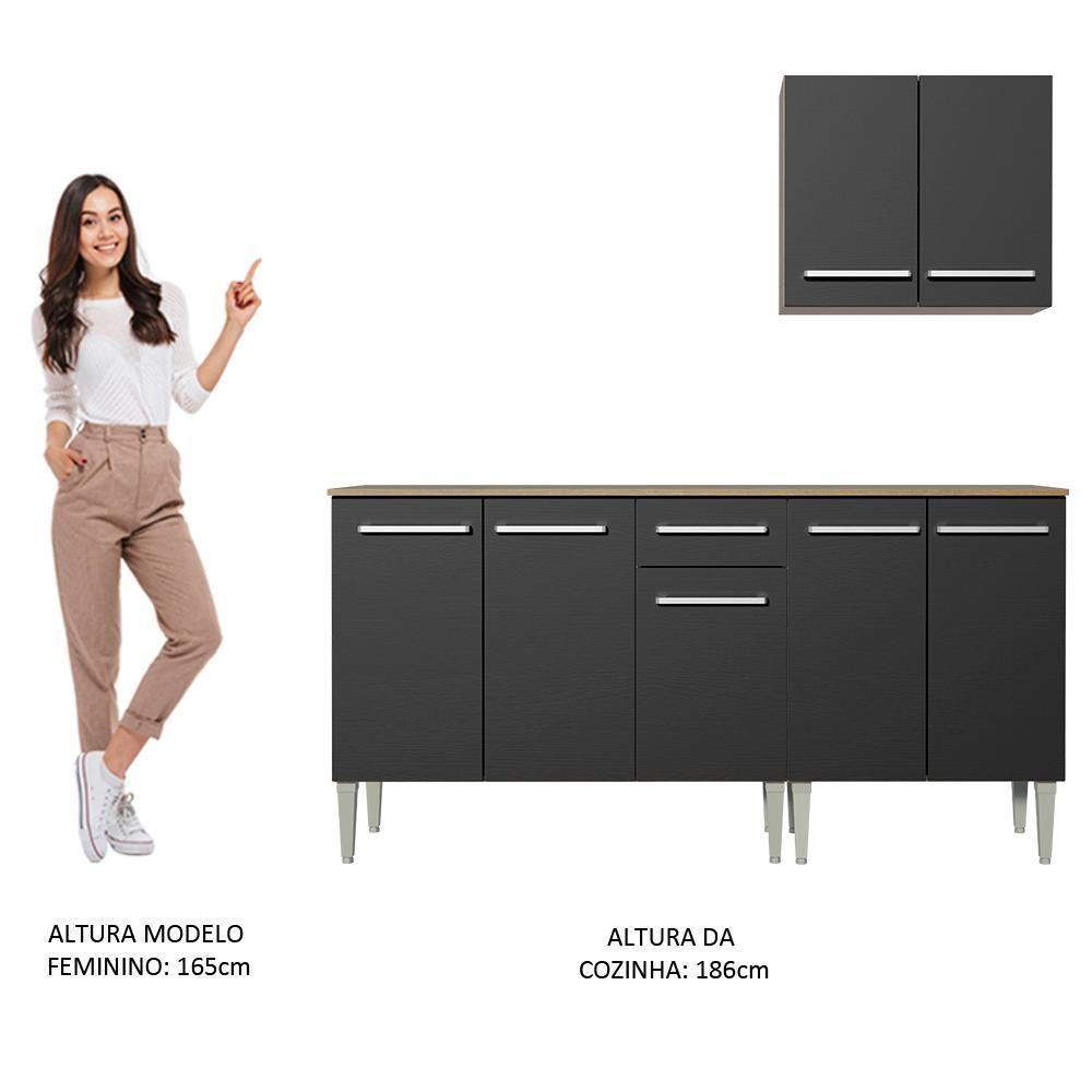 Cozinha Compacta Madesa com Armário e Balcão Rustic/preto - 5