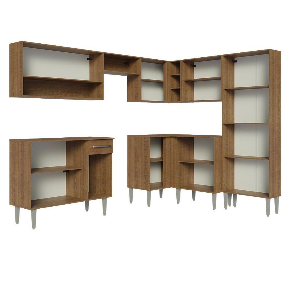 Armário De Cozinha Completa De Canto 417cm Rustic/Preto Emilly Madesa 02 - 7