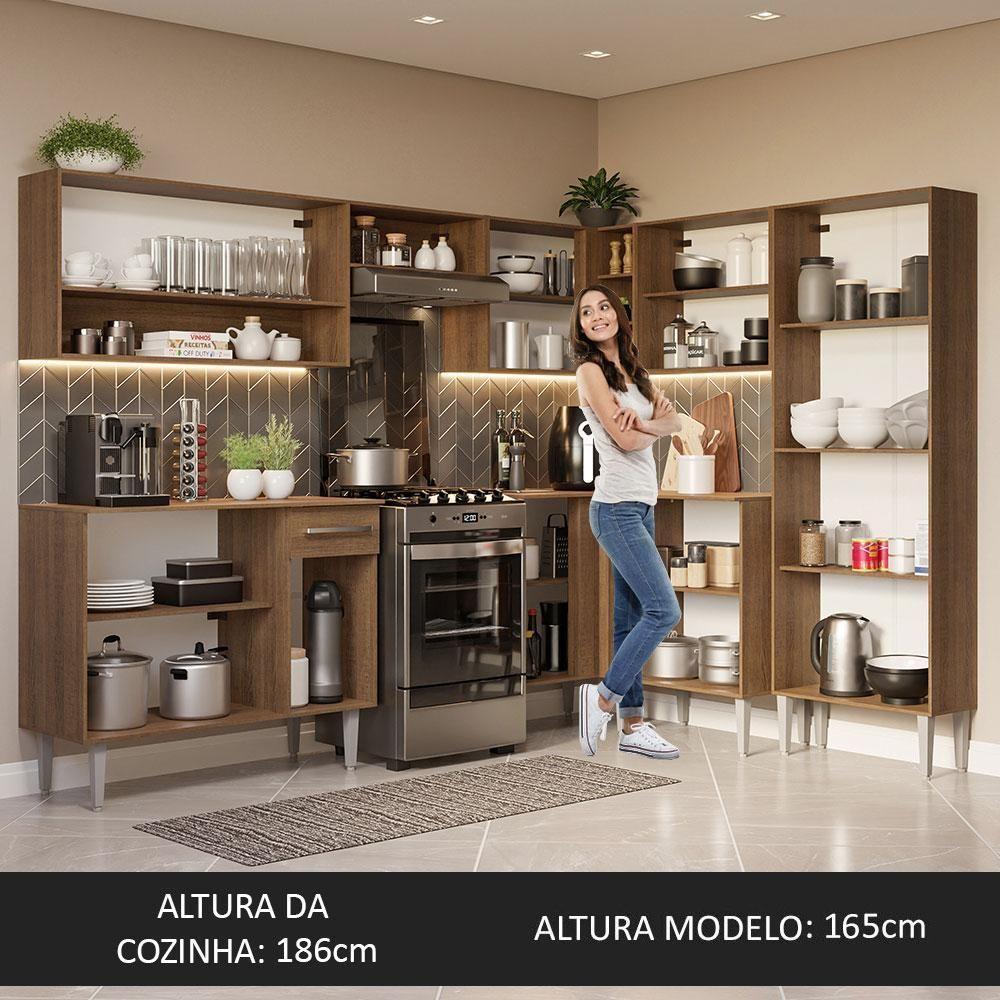 Armário De Cozinha Completa De Canto 417cm Rustic/Preto Emilly Madesa 02 - 8