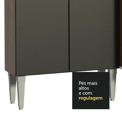 Armário de Cozinha Completa de Canto Emilly 15 Portas 1 Gaveta MDF Rustic-Preto