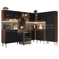 Armário De Cozinha Completa De Canto 417cm Rustic/Preto Emilly Madesa 02 - 2
