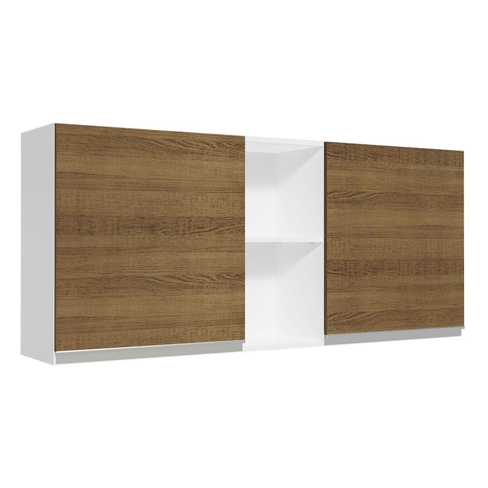 Armário Aéreo 150 Cm 2 Portas E 2 Nichos Branco/Rustic - 1