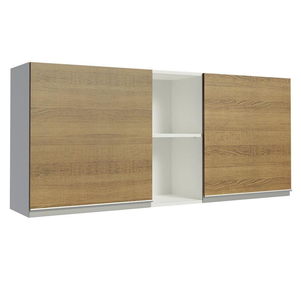 Armário Aéreo 150 Cm 2 Portas E 2 Nichos Branco/Rustic - 2