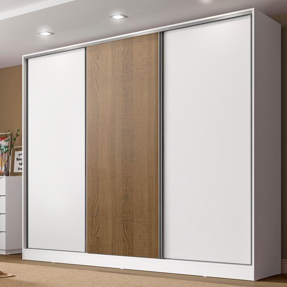 Guarda-Roupa Casal Royale MDF 3 Portas Correr Branco Madesa - 1