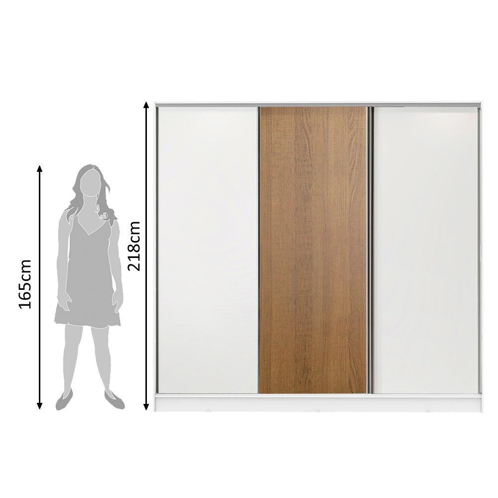 Guarda-Roupa Casal Royale MDF 3 Portas Correr Branco Madesa - 8