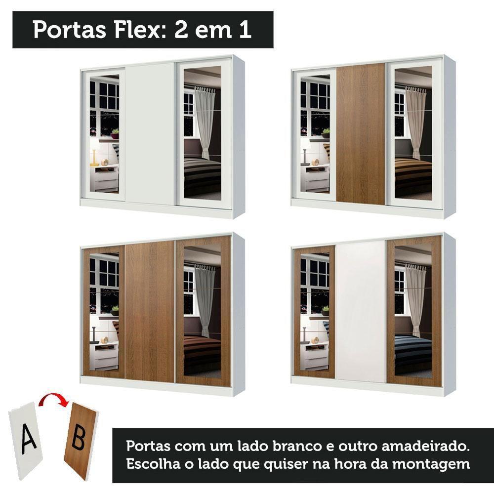 Guarda-roupa Casal Eros 3 Portas de Correr com Espelhos Madesa  - 3