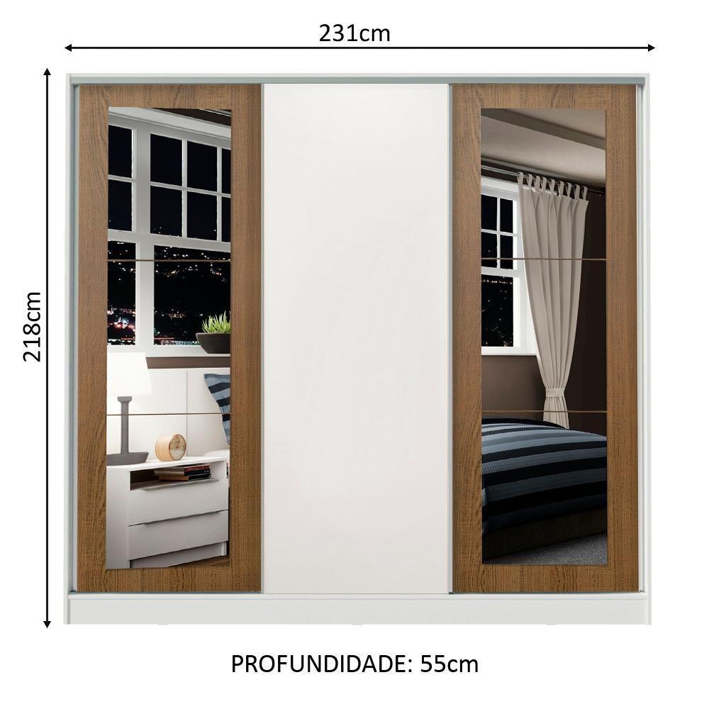 Guarda-roupa Casal Eros 3 Portas de Correr com Espelhos Madesa  - 5