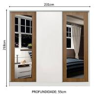 Guarda-roupa Casal Eros 3 Portas de Correr com Espelhos Madesa  - 5