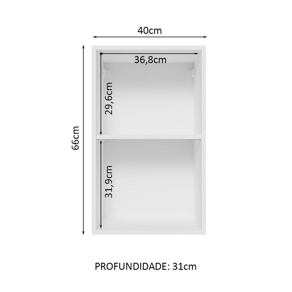Armário Aéreo Glamy 40 cm 1 Porta Branco/Rustic Madesa - 10
