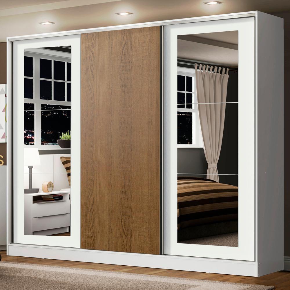 Guarda-roupa Casal Eros 3 Portas de Correr com Espelhos Madesa  - 1