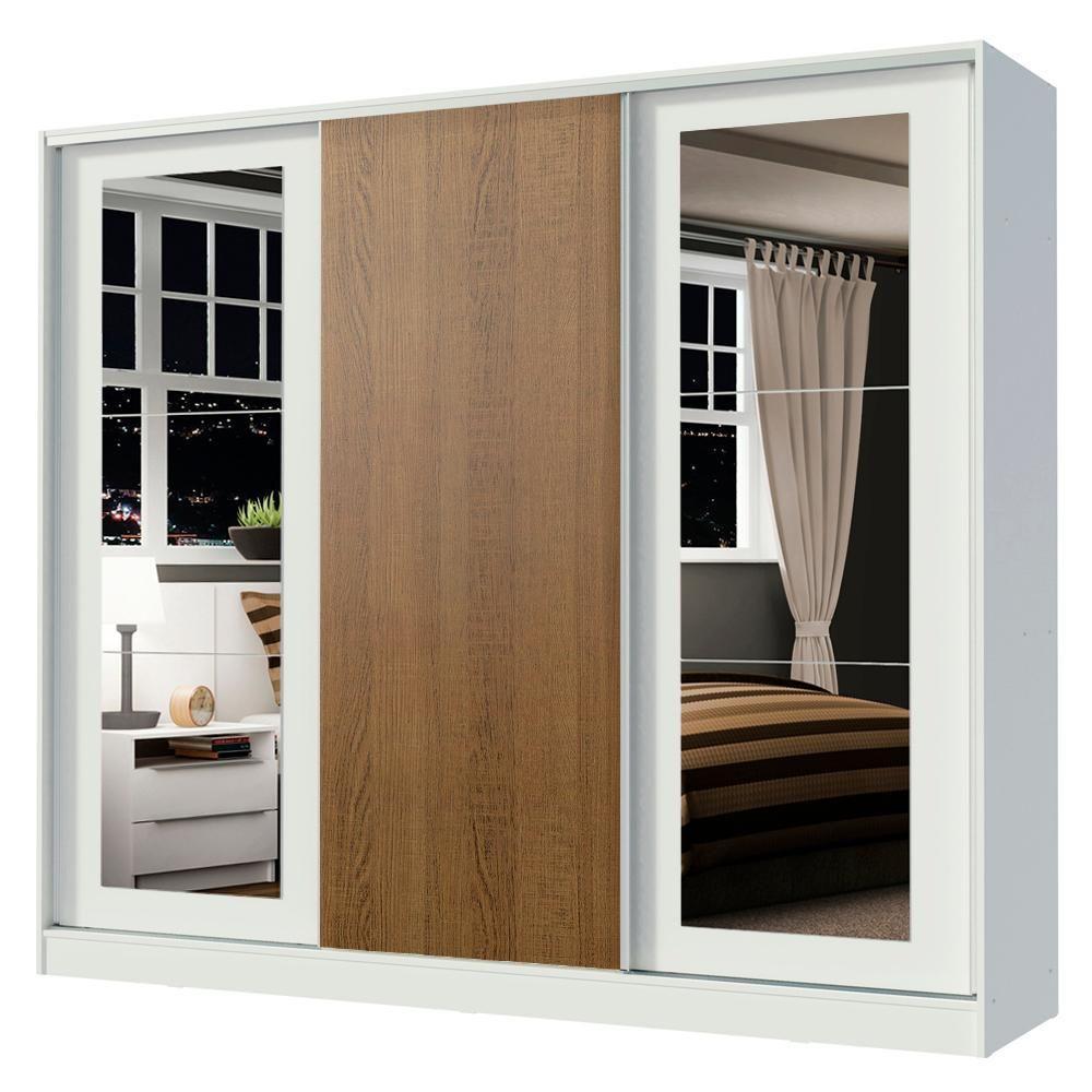 Guarda-roupa Casal Eros 3 Portas de Correr com Espelhos Madesa  - 5