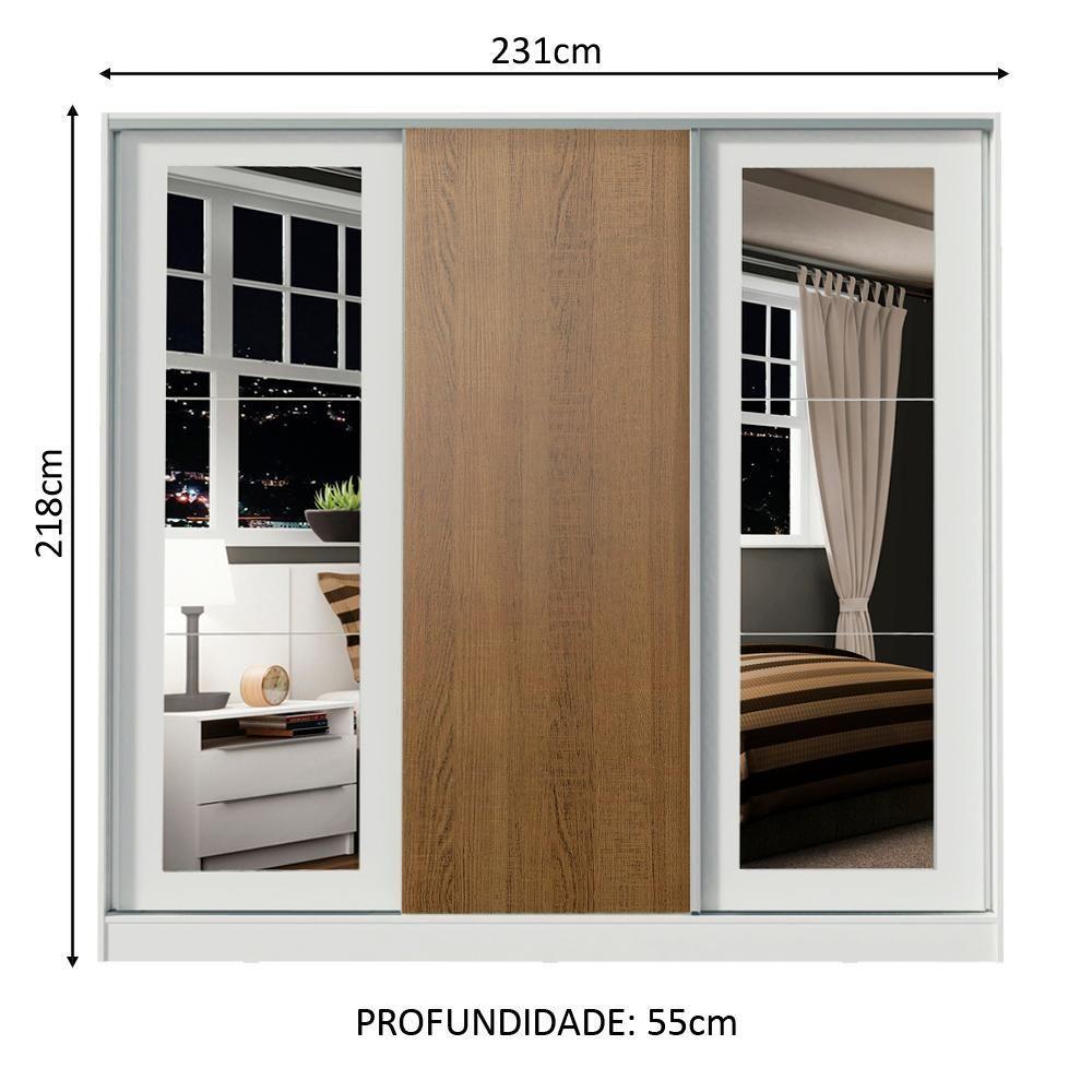 Guarda-roupa Casal Eros 3 Portas de Correr com Espelhos Madesa  - 8