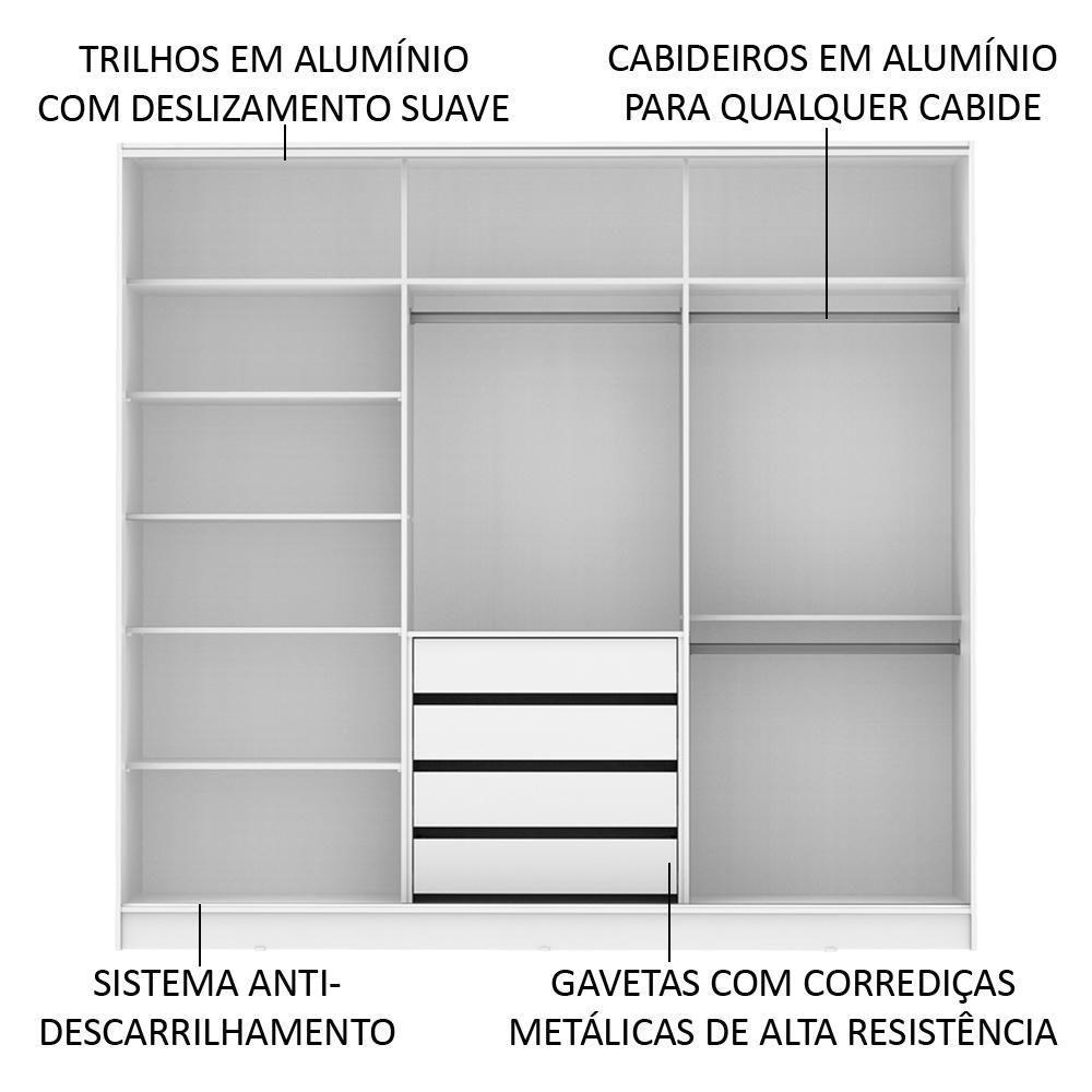 Guarda Roupa Casal 100%Mdf Madesa Eros 3 Portas BR/rustic/BR - 10