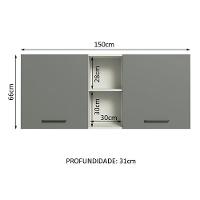 Armário Aéreo 150 Cm 2 Portas E 2 Nichos Branco/Cinza - 9