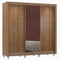 Guarda Roupa Casal Lyon 3 Portas de Correr com Espelho 2 Gavetas Madesa - 2