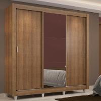 Guarda Roupa Casal Lyon 3 Portas de Correr com Espelho 2 Gavetas Madesa