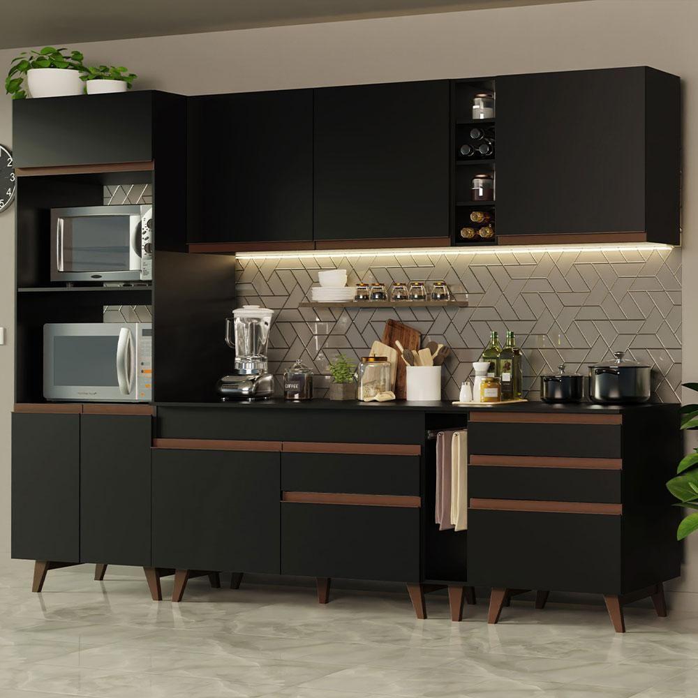 Cozinha Completa Reims com Armário e Balcão Preto - 2