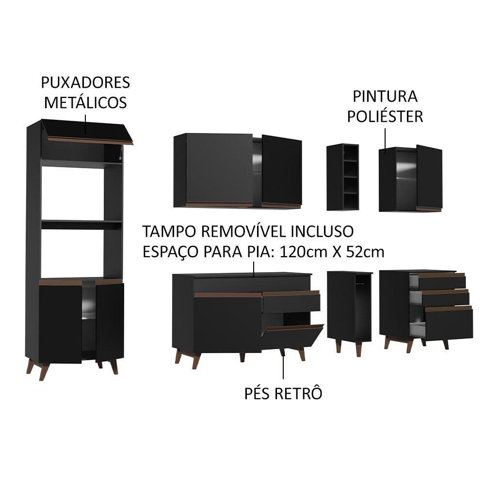 Cozinha Completa Reims com Armário e Balcão Preto - 9