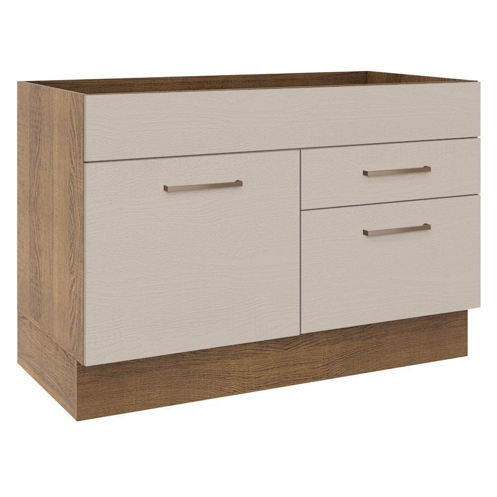 Balcão Gabinete De Pia 1 Porta E 2 Gavetas Rustic/crema Agata Madesa Rustic/crema - 1