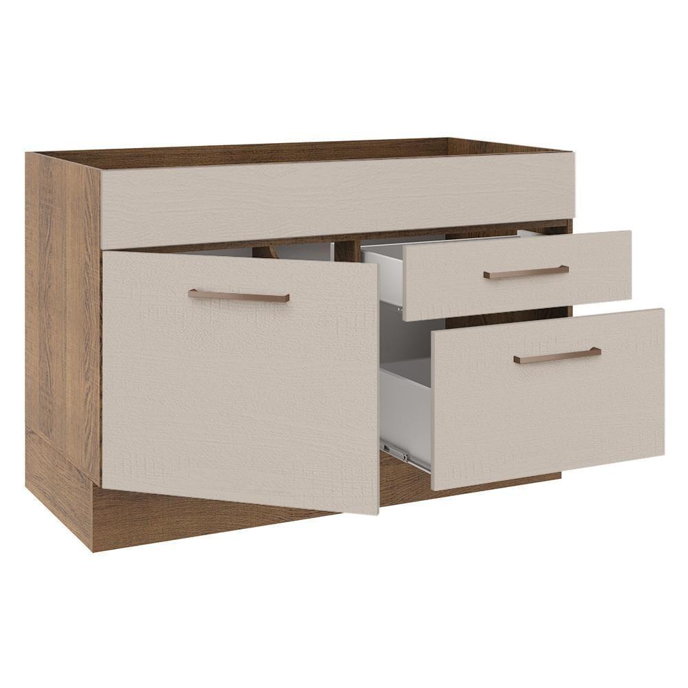 Balcão Gabinete De Pia 1 Porta E 2 Gavetas Rustic/crema Agata Madesa Rustic/crema - 8