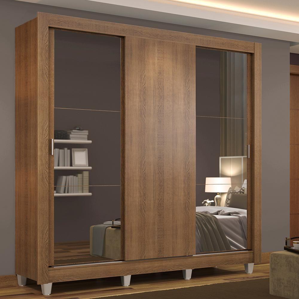 Guarda-roupa Casal Mônaco Rustic 3 Portas de Correr Madesa - 1