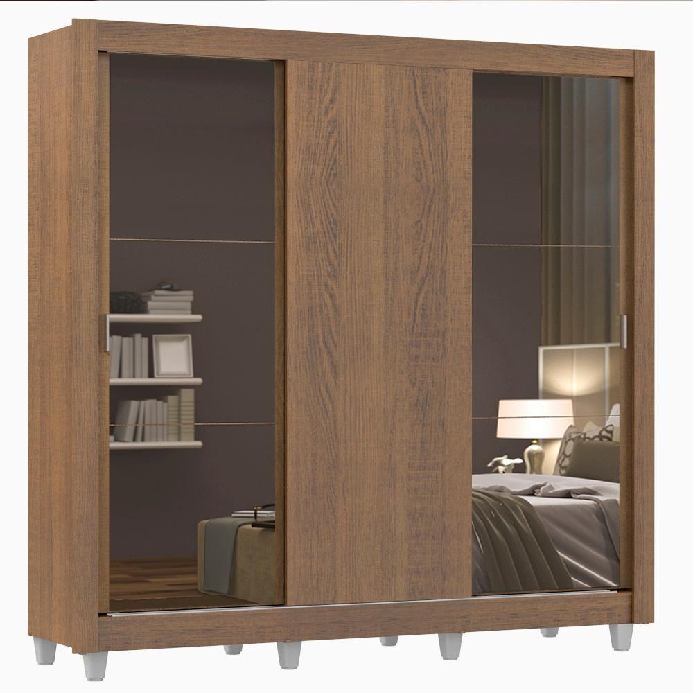 Guarda-roupa Casal Mônaco Rustic 3 Portas de Correr Madesa - 2