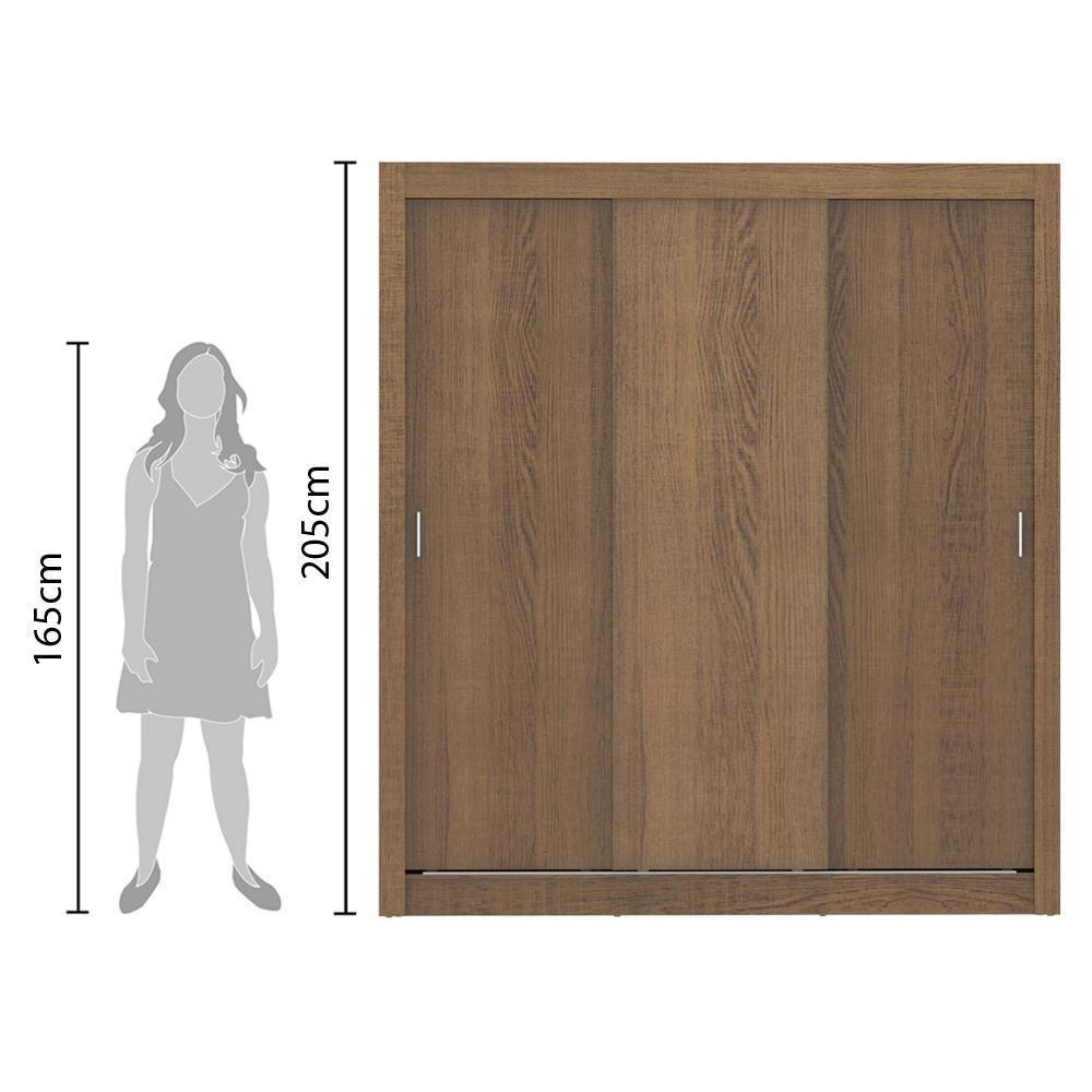 Guarda Roupa Casal Lyon 3 Portas de Correr Rustic Madesa - 8