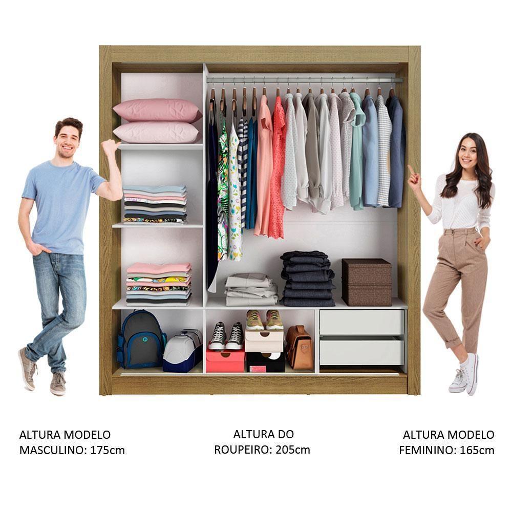 Guarda Roupa Casal Lyon 3 Portas de Correr Rustic Madesa - 4