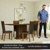 Conjunto Sala De Jantar Mesa Tampo De Madeira 4 Cadeiras Rustic/Preto Elisa Madesa Rustic/Preto - 7