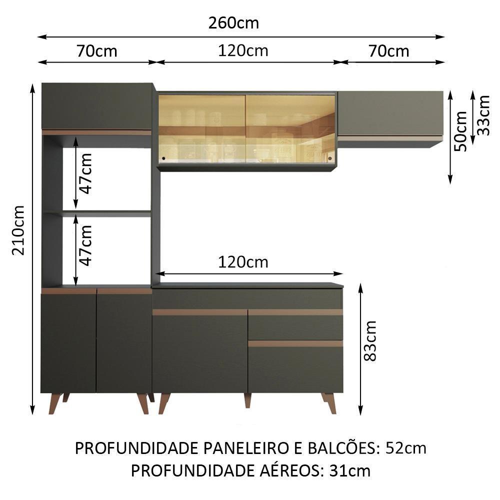 Cozinha Completa Reims com Armário e Balcão Preto Madesa - 4