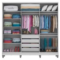 Guarda-roupa Casal Eros 3 Portas de Correr com Espelhos com Pés Madesa - 2