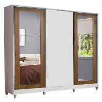 Guarda-roupa Casal Eros 3 Portas de Correr com Espelhos com Pés Madesa - 9
