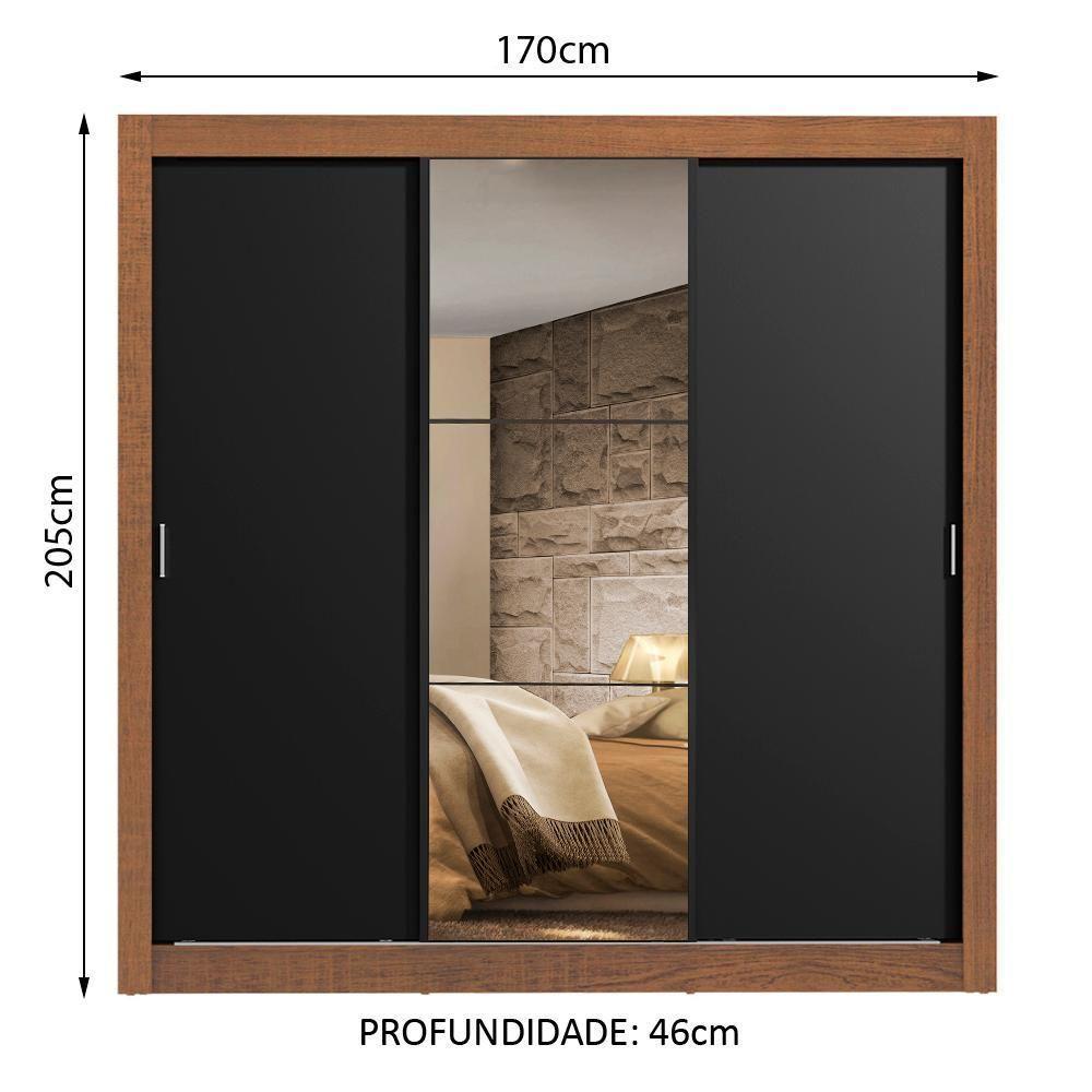 Guarda Roupa 3 Portas de Correr com Espelho 2 Gavetas Madesa - 10