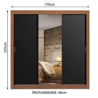 Guarda Roupa 3 Portas de Correr com Espelho 2 Gavetas Madesa - 5