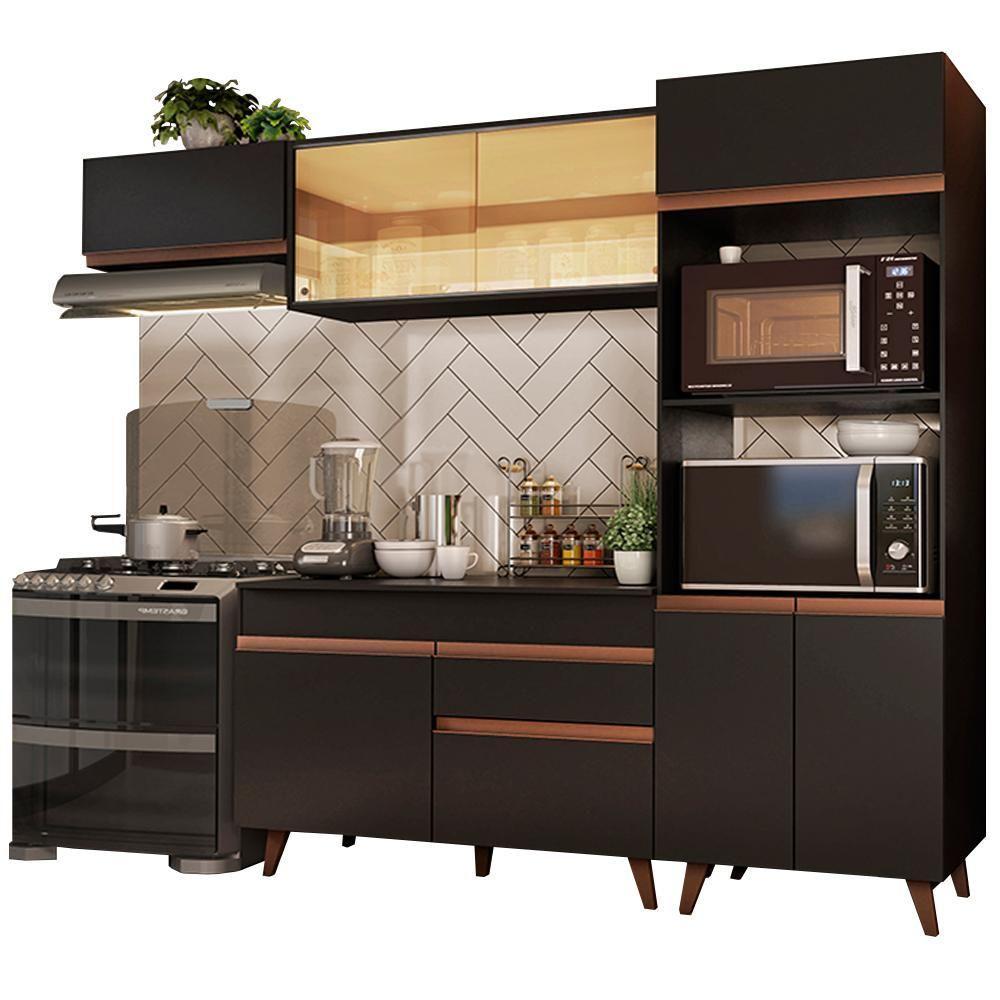 Cozinha Completa Reims com Armário e Balcão Preto Madesa - 1