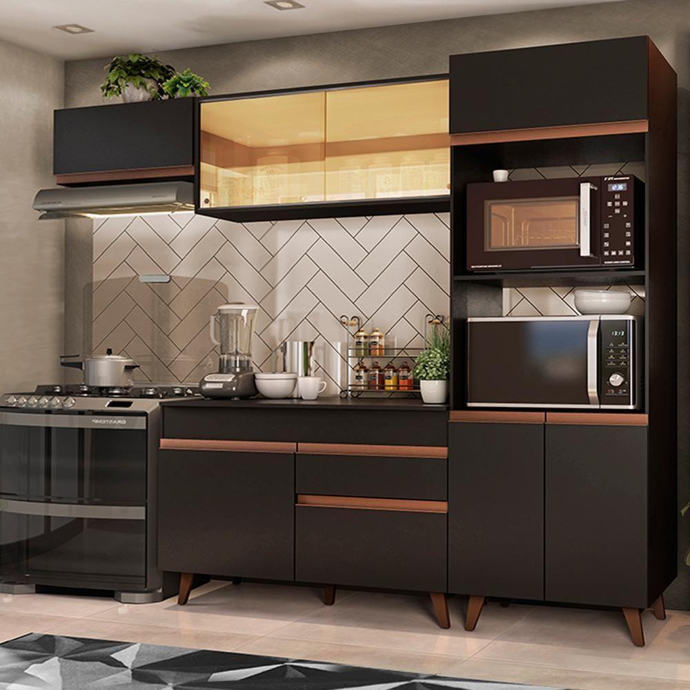 Cozinha Completa Reims com Armário e Balcão Preto Madesa - 2