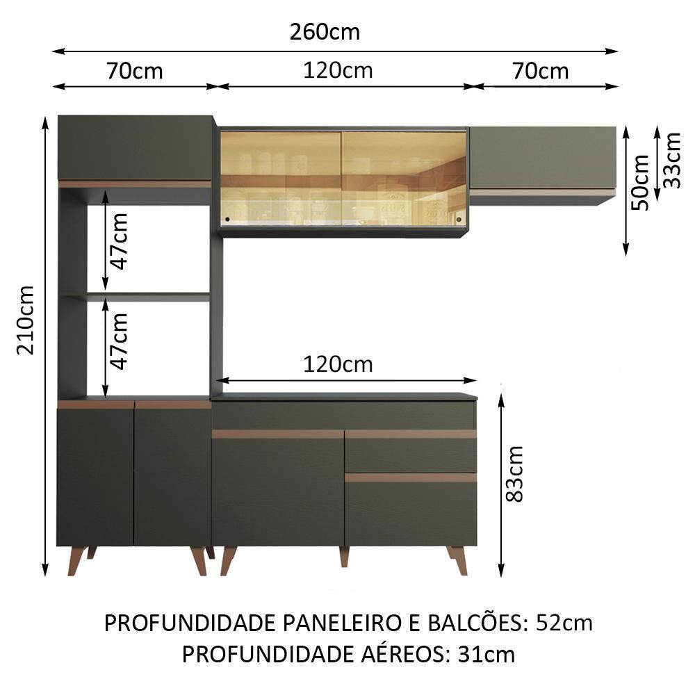 Cozinha Completa Reims com Armário e Balcão Preto Madesa - 3