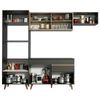 Cozinha Completa Madesa Reims 260001 Com Armário E Balcão - Preto/rustic