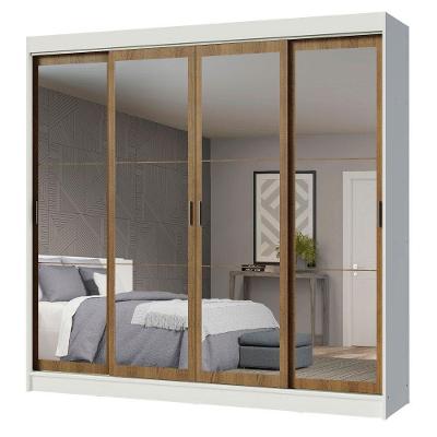 Guarda Roupa Casal Austin 4 Portas de Correr 3 Gavetas Branco-rustic