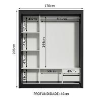 Guarda Roupa 3 Portas de Correr com Espelho 2 Gavetas Madesa - 6