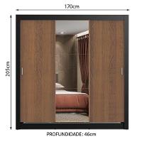 Guarda Roupa 3 Portas de Correr com Espelho 2 Gavetas Madesa - 7