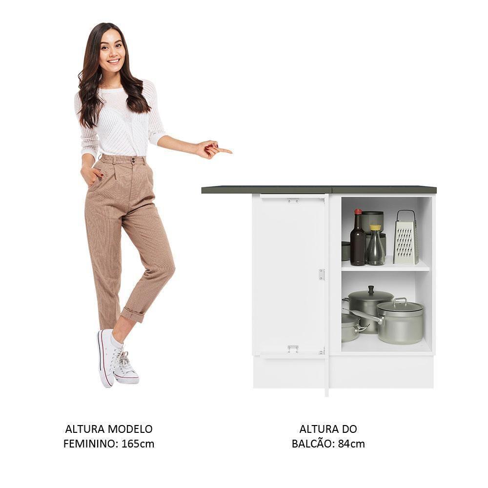 Balcão De Canto 100% Mdf 1 Porta Branco/preto - 8