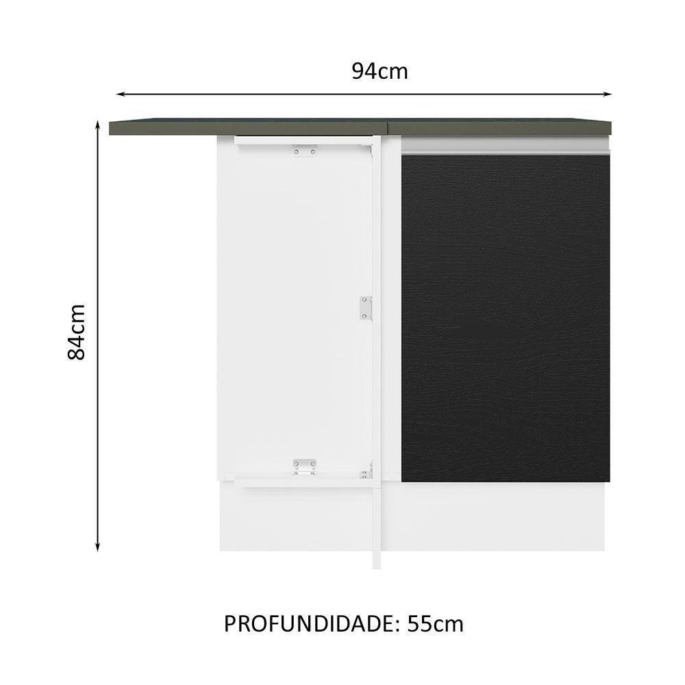 Balcão De Canto 100% Mdf 1 Porta Branco/preto - 10