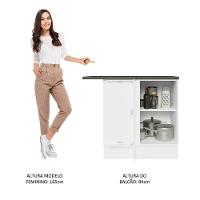 Balcão De Canto 100% Mdf 1 Porta Branco/preto - 8