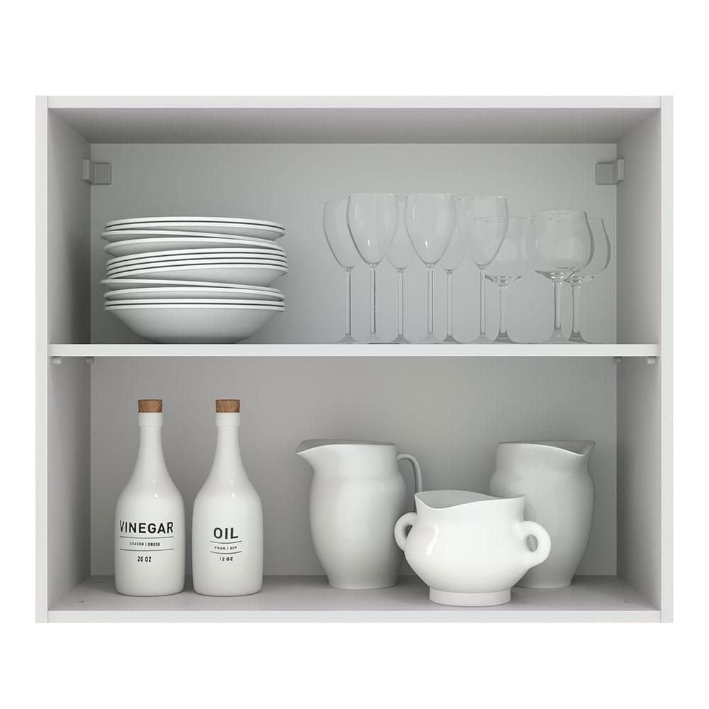 Armário Aéreo Madesa Agata 80cm 2 Portas Branco Preto - 7