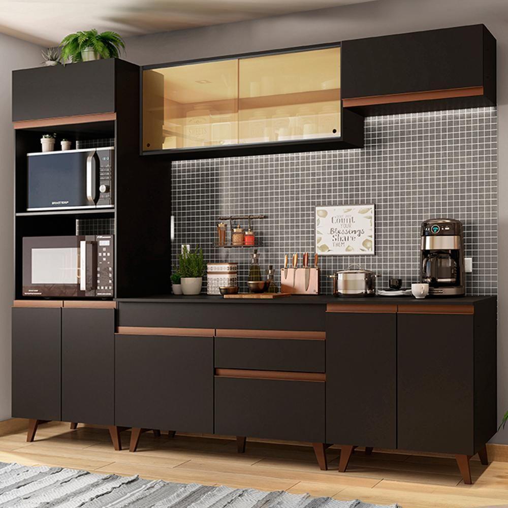 Cozinha Completa Reims com Armário e Balcão Preto Madesa - 4