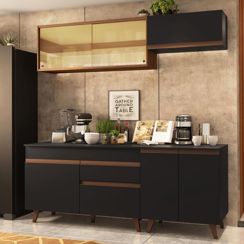 Cozinha Completa Madesa Reims 190001 Com Armário E Balcão - Preto/rustic - 2
