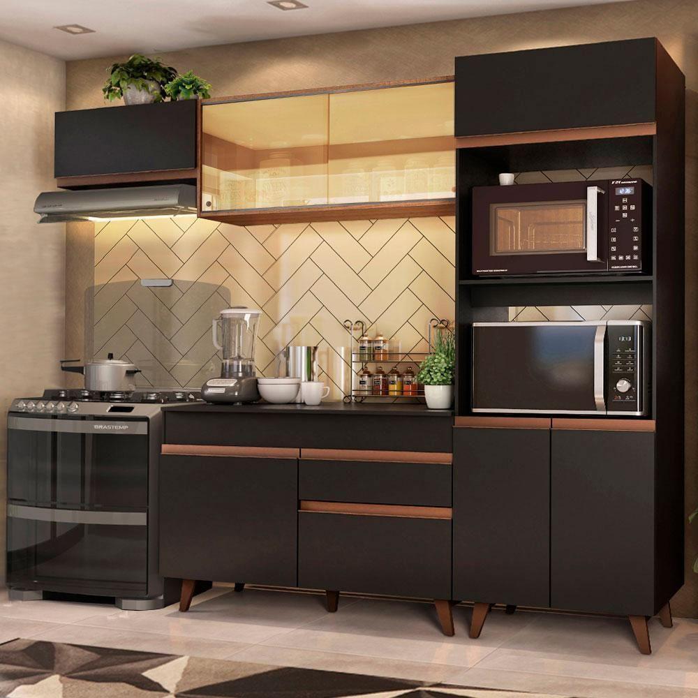 Cozinha Completa Madesa Reims Xa260001 Com Armário E Balcão - Preto/rustic - 1