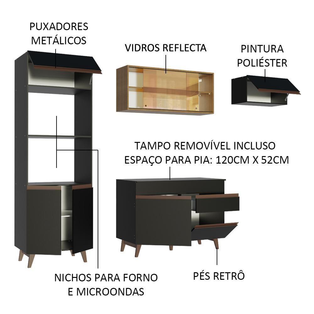 Cozinha Completa Madesa Reims Xa260001 Com Armário E Balcão - Preto/rustic - 5