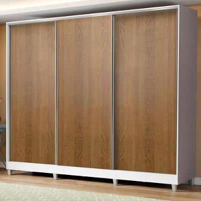 Guarda Roupa Casal Royale 3 Portas de Correr 4 Gavetas Branco-Rustic MDF Madesa